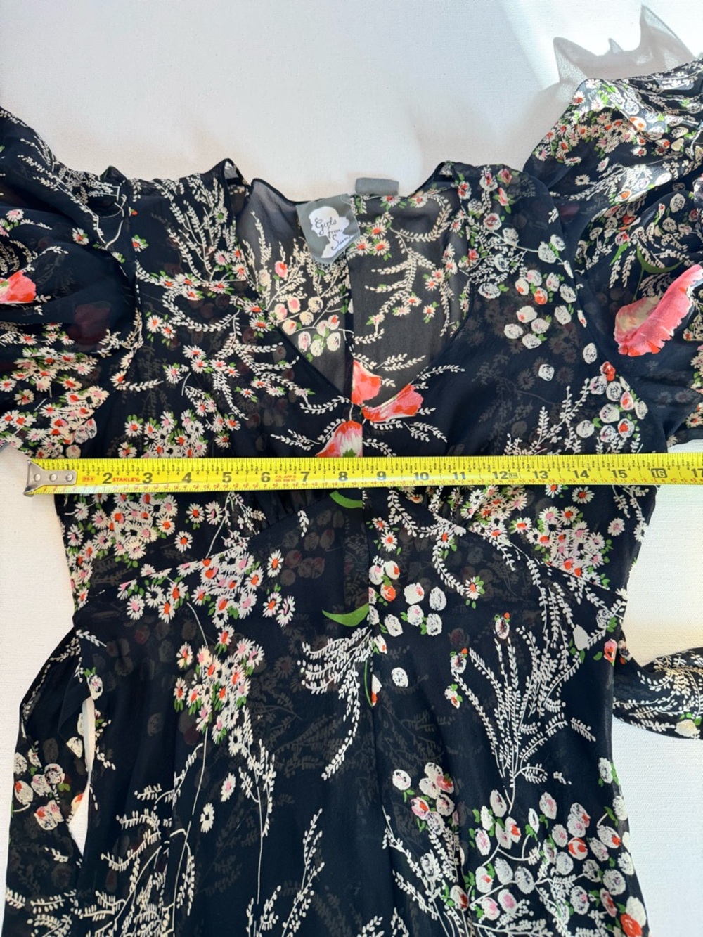 Girls From Savoy Anthropologie Sz 0 Dress Black Floral Sheer Silk Chiffon Gatsby - Picture 14 of 16